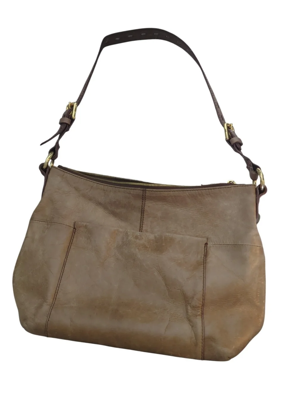 Vtg Y2K HOBO Brown International Charlie Leather Shoulder Hobo Bag Slouchy Boho